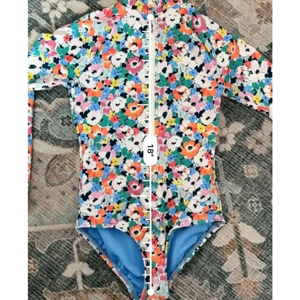 Gap Kids Girls Swimsuit XS 4 to 5 yo Floral Long Sleeve Rashguard Beach Swim